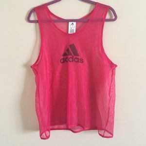 Adidas pink fishnet tank top